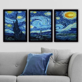 Wallity Cuadro Decorativo Enmarcado de Vincent van Gogh (3 Piezas)